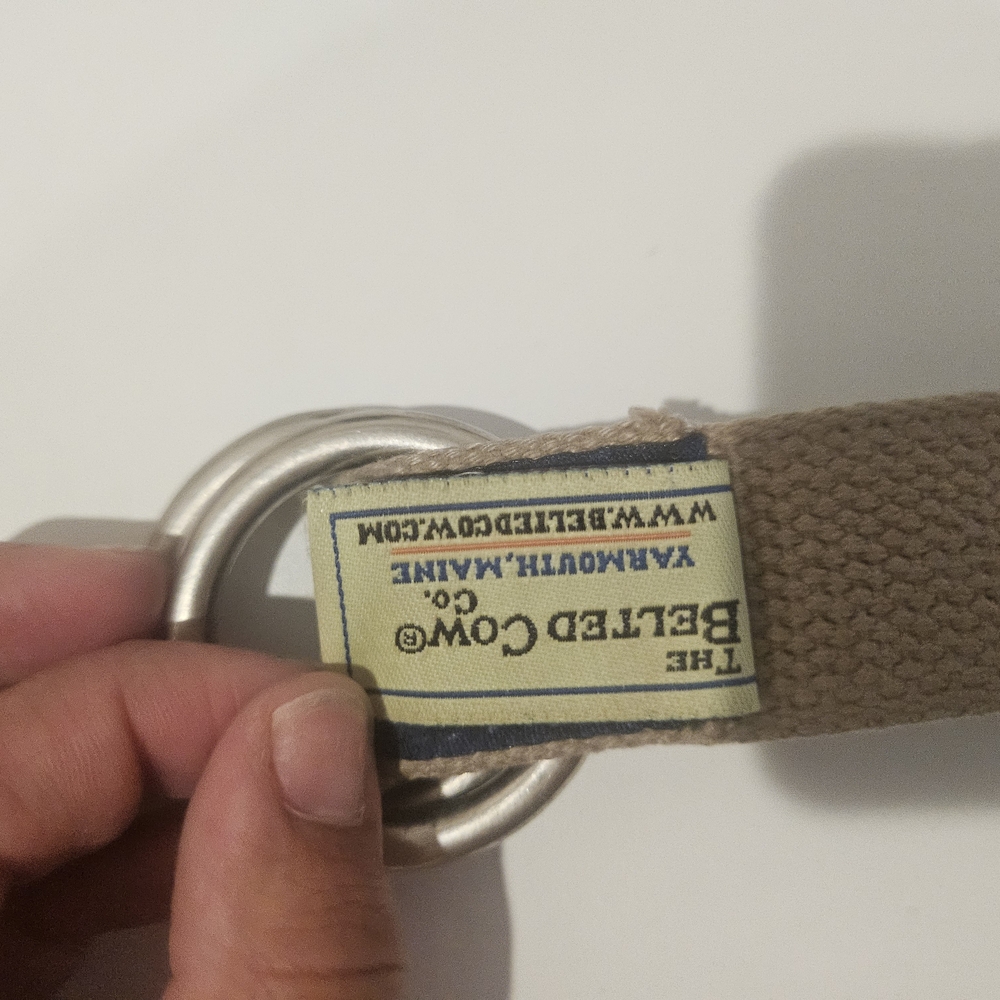 Tan Canvas Belt with Metal D-Ring